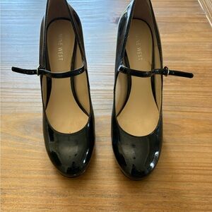 Nine West Black Patent Mary Jane Heels with Strap